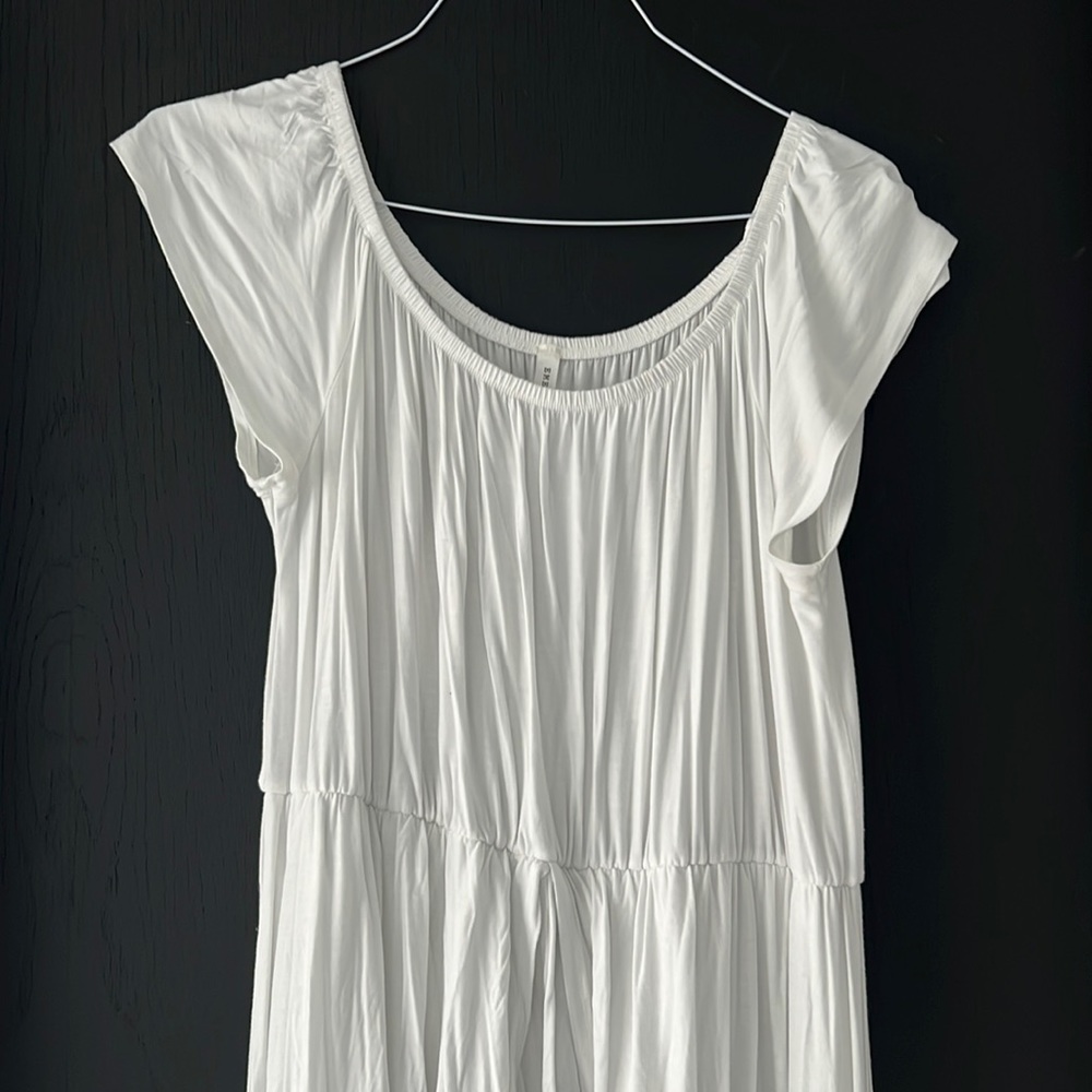 “You Already Know” Chic Soul White Off-Shoulder Maxi w/ Romper, Size 3XL